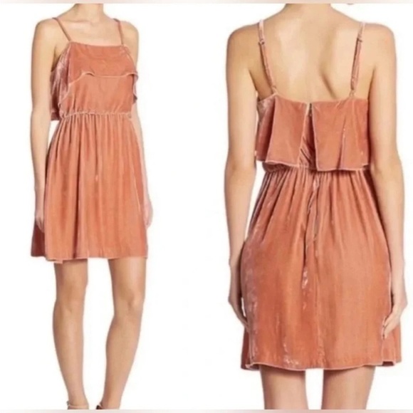 Alice+Olivia Peach Velvet Y2K Mini Dress Size 2 NWT - Picture 1 of 9